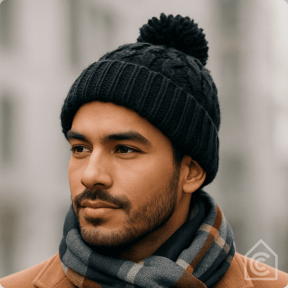 Gorro Inverno Ocatoma 2 Peças - Unissex Malha Quente Com Forro Flanela
