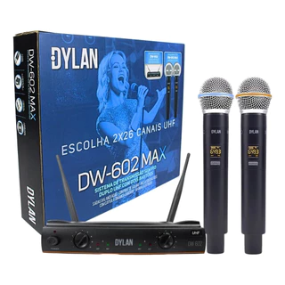 Microfone Sem Fio Duplo Dylan DW602 Max Profissional UHF