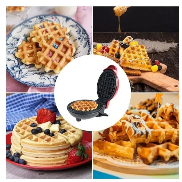 Mini Máquina de Waffles Elétrica Portátil Casa Cozinha Fazer Waffle Panquecas Automático 110V- 220V