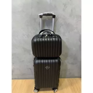 Conjunto Frasqueira e Mala de Bordo ABS 17 Polegadas Rodinhas 360º com Extensor Padrão luxo Bagagem até 10kg