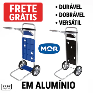 Carrinho De Praia P/ 5 Cadeiras Vira Mesa Alumínio Com Bolsa Azul / Preto em Oferta na Shopee