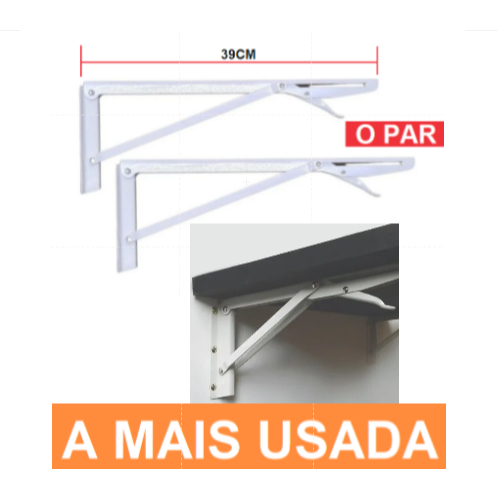 Mão francesa dobrável 40cm para bancada e mesa removível ate 60cm ...