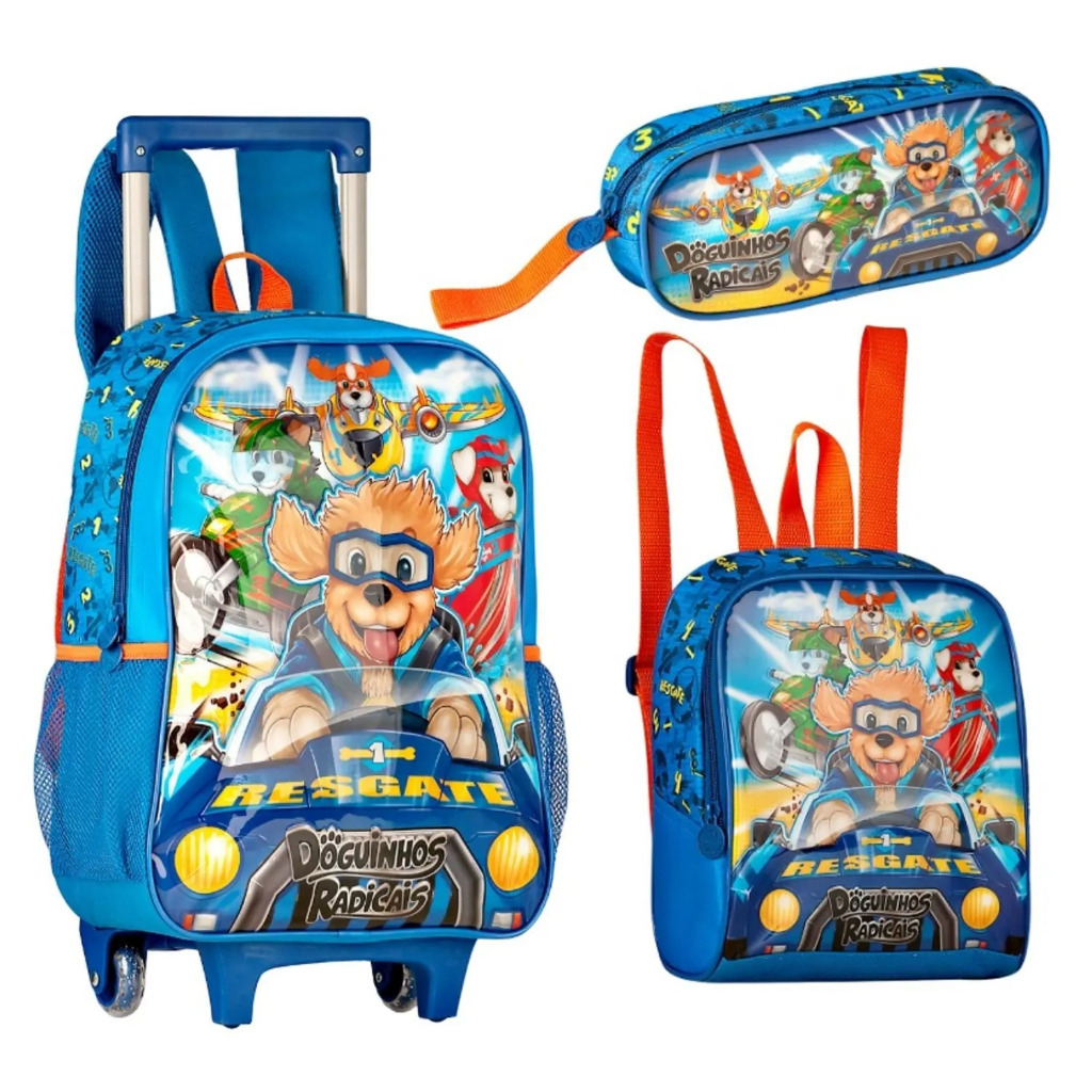 KIT DOGUINHOS RADICAIS MOCHILA LANCHEIRA TÉRMICA ESTOJO DR23063K
