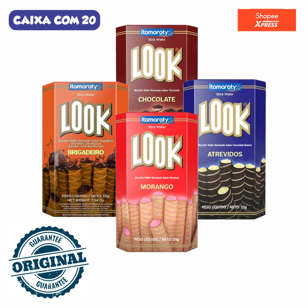 Biscoito Look Wafer Recheado Itamaraty Look 55g - Caixa com 20 unidades ...