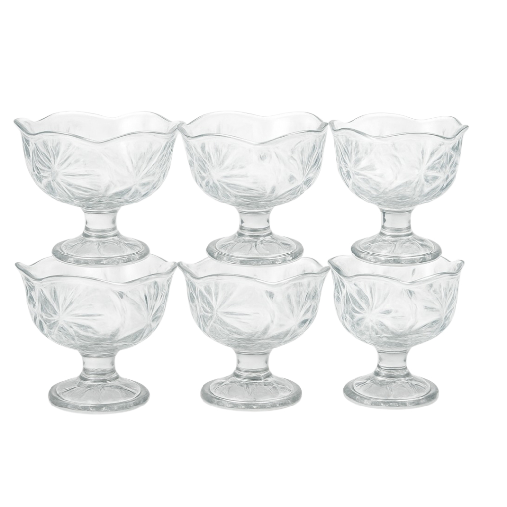 Jogo Com 6 Taças De Vidro Para Sobremesa Sorvete Açaí 200ml