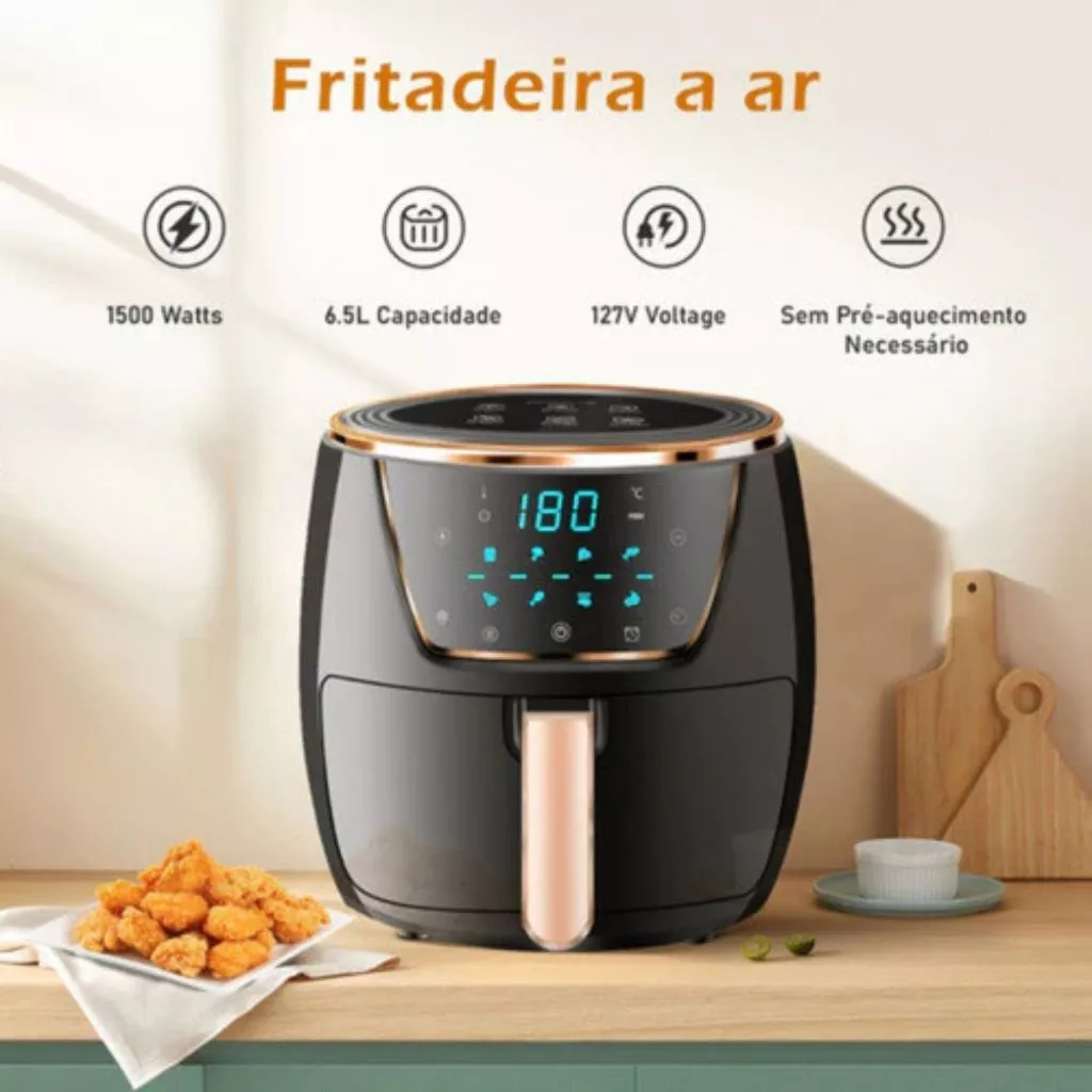 Fritadeira Air Fryer 6.5L Litros Sem Óleo Painel Digital Lcd