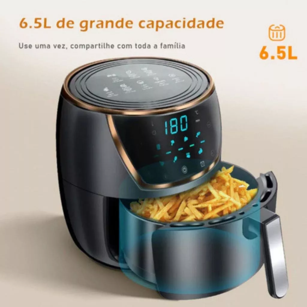 Fritadeira Air Fryer 6.5L Litros Sem Óleo Painel Digital Lcd
