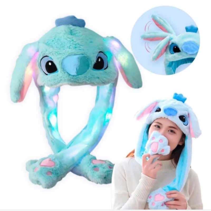 Touca Stitch com Led Levanta a Orelha Flexível Pelúcia | Shopee Brasil