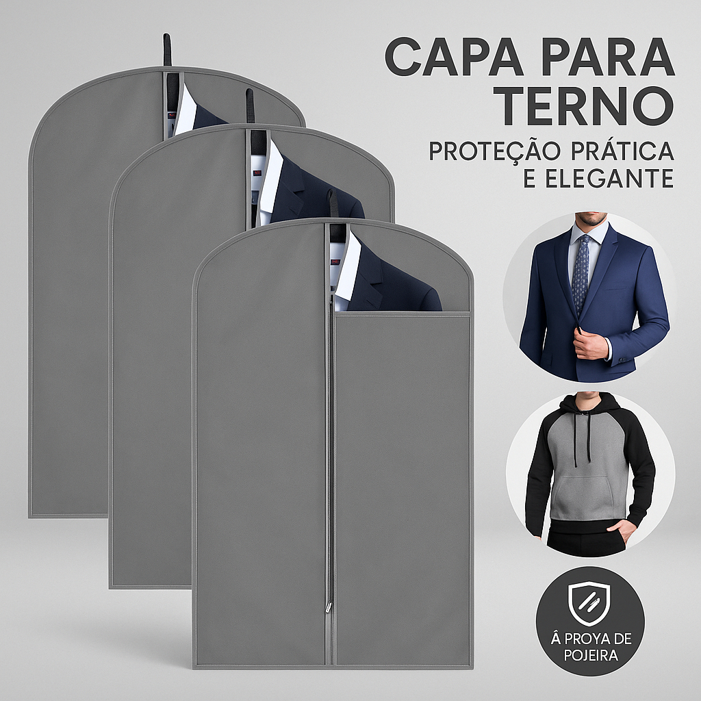 Capa TNT com Visor Transparente para roupas Terno guarda roupa, closet ...