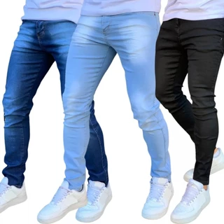 Kit Calça Jeans Masculina Skinny Lycra NF original