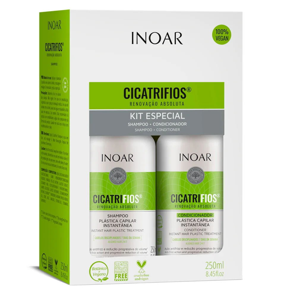 KIT INOAR DUO SHAMPOO + CONDICIONADOR CICATRIFIOS RENOVAÇÃO ABSOLUTA ...