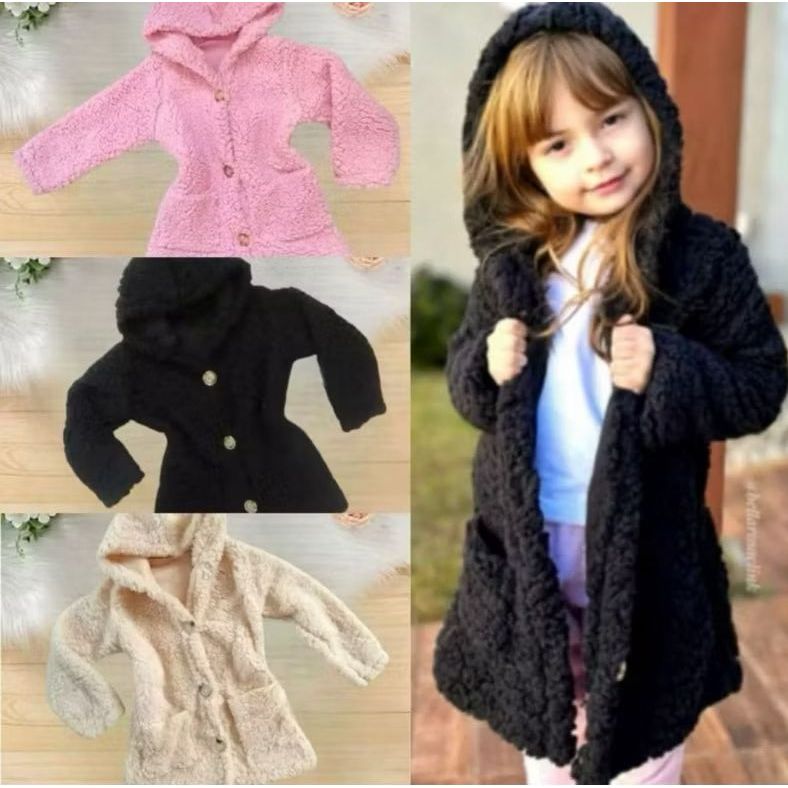 Casaco Infantil Juvenil Feminino Teddy com Capuz – Super Quentinho e ...