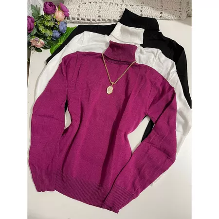 Kit 3 pc Blusa gola alta tricot feminina inverno manga longa TAM :U 36