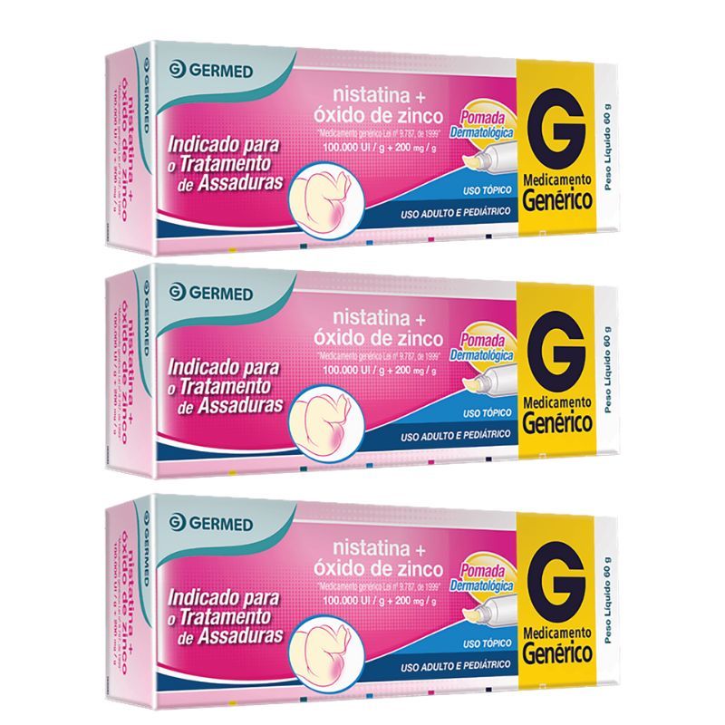 Kit C/ 3 Und Nistatina Pomada para Tratamento de Assadura - Germed ...