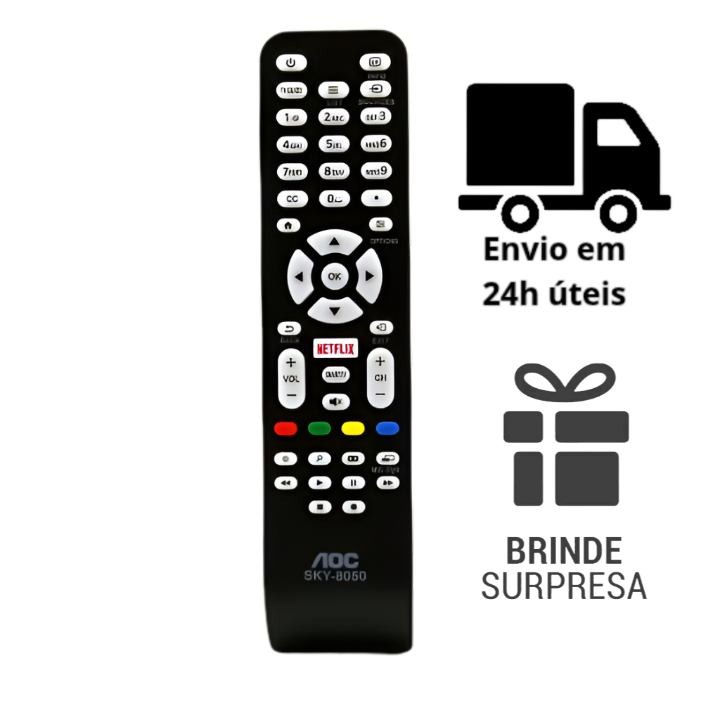 Controle Remoto Para Tv Aoc Led Smart Modelos LE43U7970, LE50U7970 ...