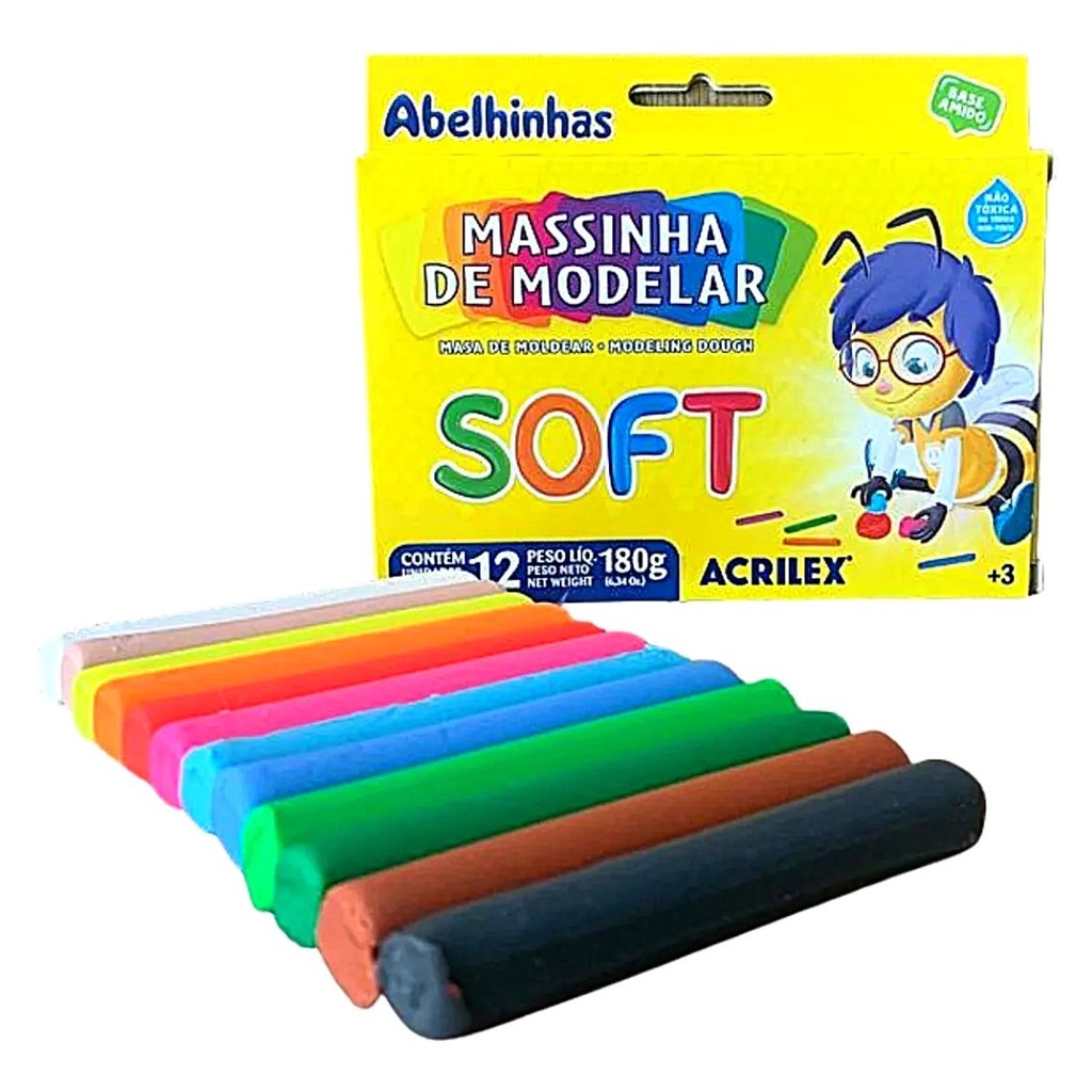 Massa de Modelar massinha Acrilex Artesanato Infantil Colorido 6/12/15 ...