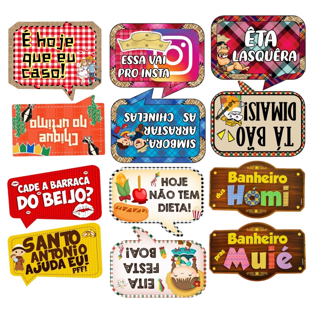 Plaquinhas Divertidas São João , Festa Junina - Decoração Arraiá ,São ...