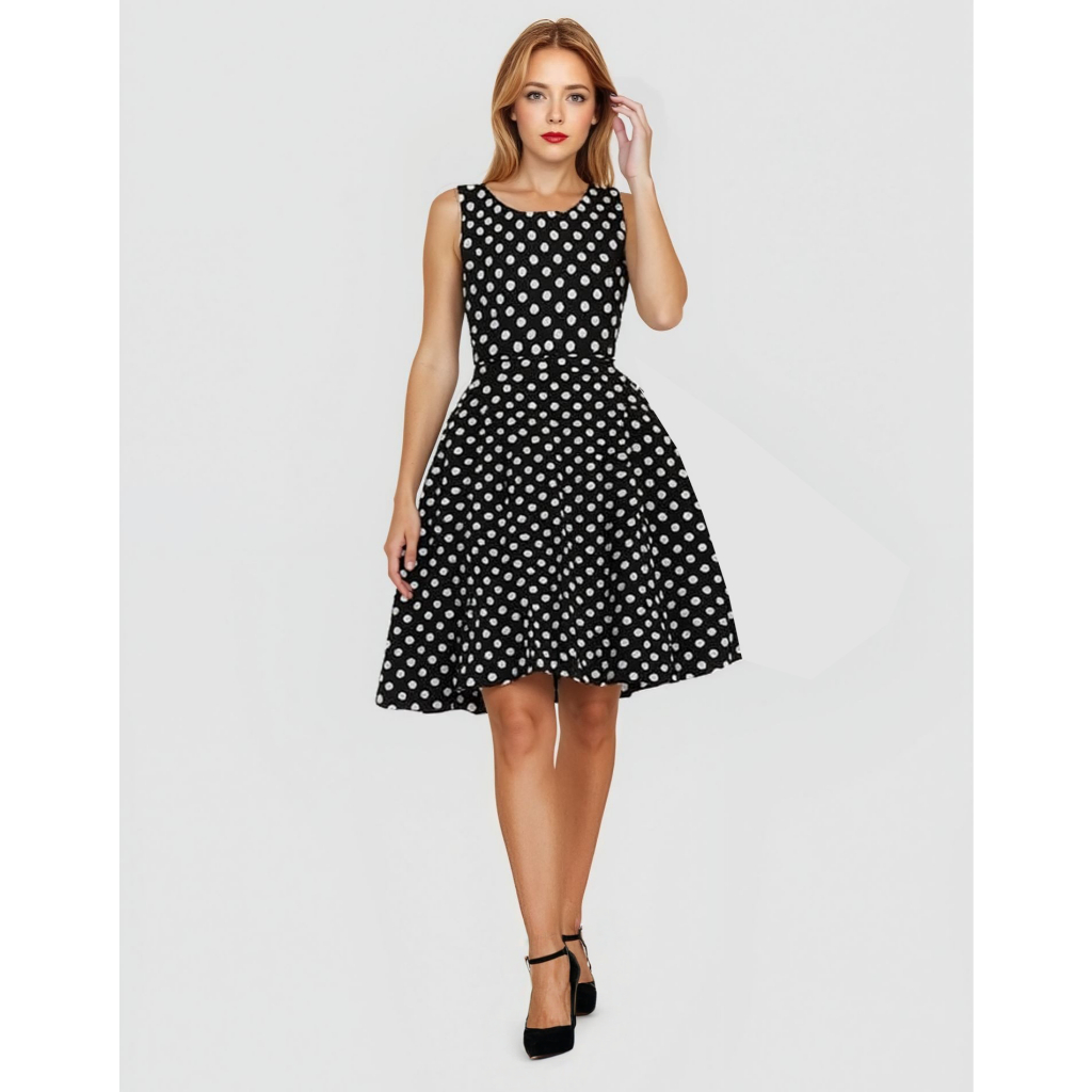 Vestido Anos 60 70 80 Poá Bolinha Regata Vintage Retrô Moda