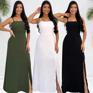 Vestido Longo Elegante Feminino Madrinha Social Não Amassa Lastex Casual Casamento em Oferta na Shopee