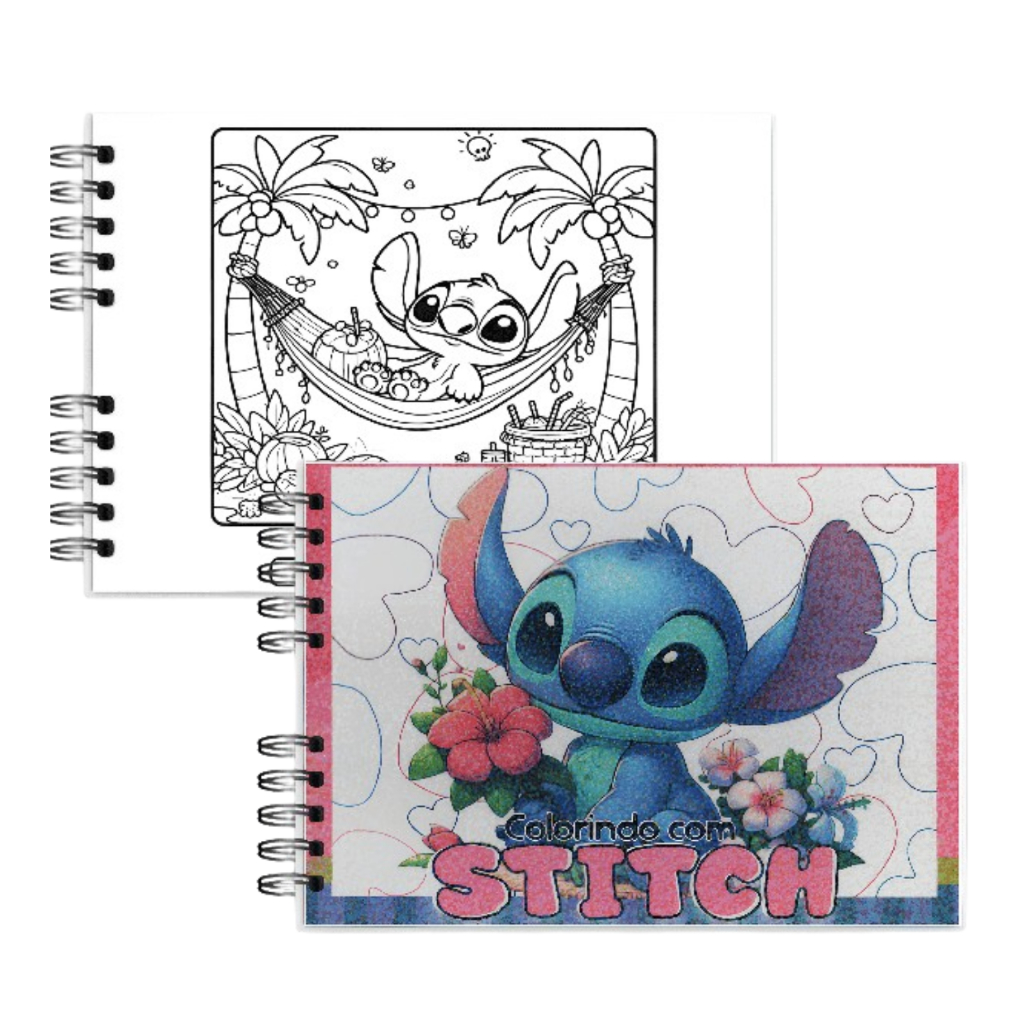 Livro de Colorir para Pintar Infantil Capa Dura Holográfica Stitch ...