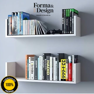 Kit 02 Prateleiras U 60cm Branco Sala Quarto Livros Fotos