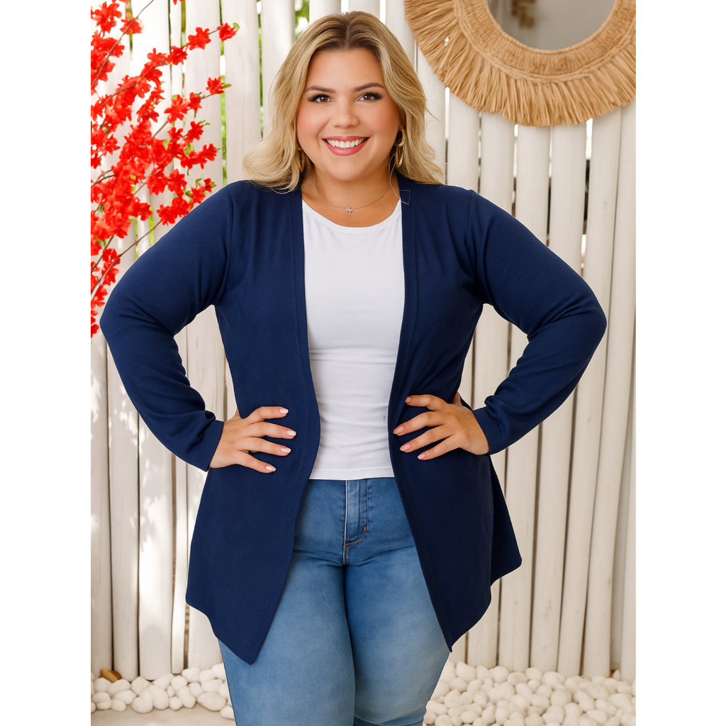Cardigã Casaco Feminino Plus Size Kimono Lãzinha Frio 48 50 52 54