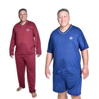 Kit 2 Pijamas Masculino Plus Size Verão e Inverno G1 ao G3 em Oferta na Shopee