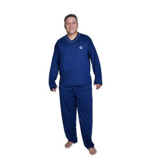 Pijama Masculino Plus Size Longo Inverno Calça e Blusa Gola V em Oferta na Shopee