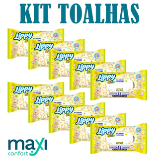 Kit 10-24 Pacotes Toalha Umedecida Lippy Kids Direto Da Fábrica em Oferta na Shopee