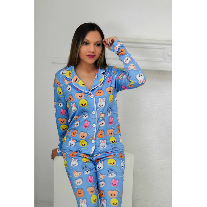 straykids - SKZOO pijama americano longo P/M/G/GG/Plus G1 | Shopee
