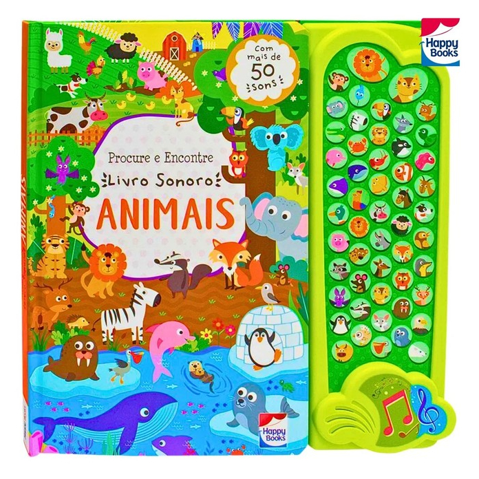 Livro Infantil Sonoro Sons De Bichos Animais Mais De 50 Sons Divertidos ...