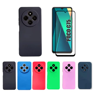 Pelicula Xiaomi Poco C75 + Capinha Aveludada Colorida Capa C75