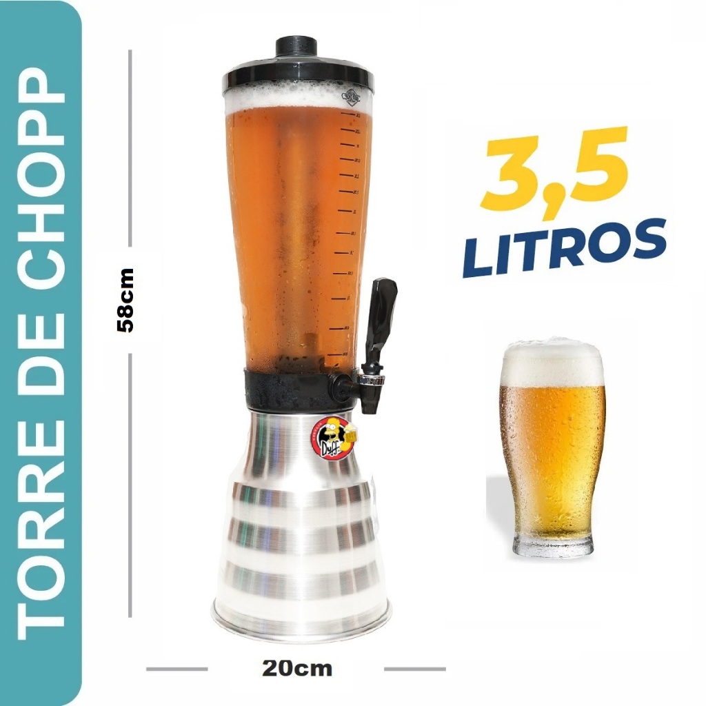 Torre De Chopp Jarra Beer 3,5 Litros C/ 2 Refil Congelante Base ...