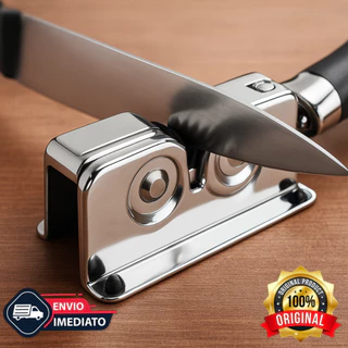 Afiador Amolador De Faca Profissional Afiação Rápida Em Aço Inoxidável facil uso em Oferta na Shopee