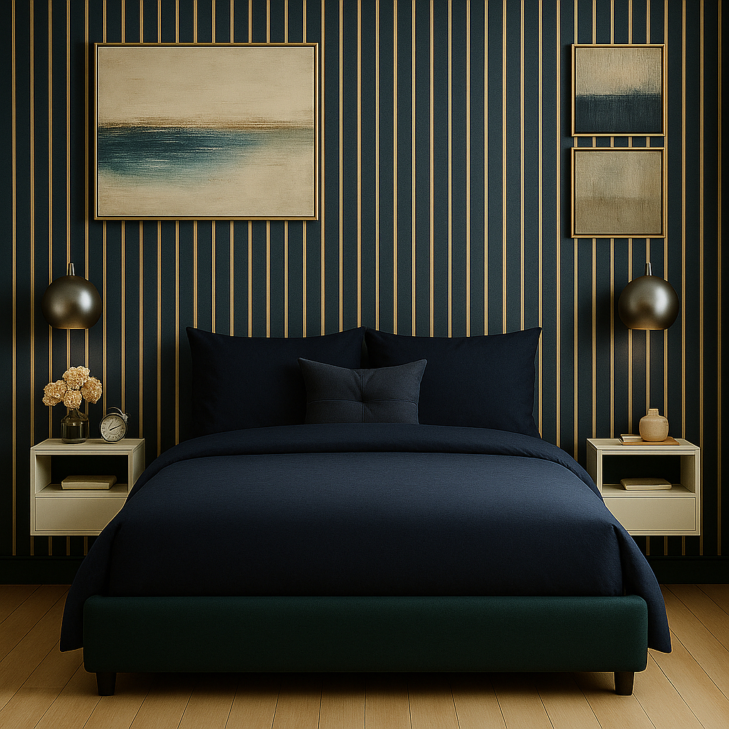 Kit 100 Placas Painel Revestimento Ripado em MDF Auto Colante - 45x11cm