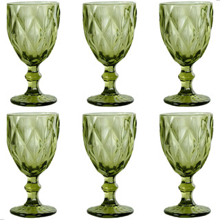 Jogo de 6 Taças de Vidro Diamond Transparente Ambar Furta Cor Verde Azul Fume Bico De Jaca 330ml — foto 4 — Achou Levou Brasil