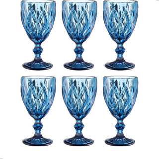 Jogo de 6 Taças de Vidro Diamond Transparente Ambar Furta Cor Verde Azul Fume Bico De Jaca 330ml — foto 5 — Achou Levou Brasil
