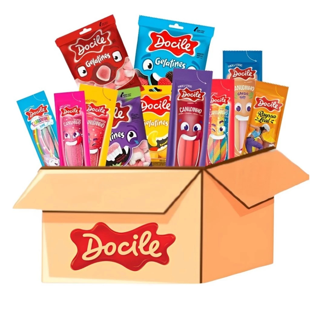 Kit Docile contém 60 pacotes sortidas bala de goma e canudinho kit ...