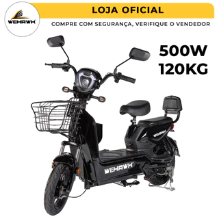 Bicicleta Elétrica 500W Mini Scooter 32km/h Sem Carteira WeHawk Basket Modelo 2025