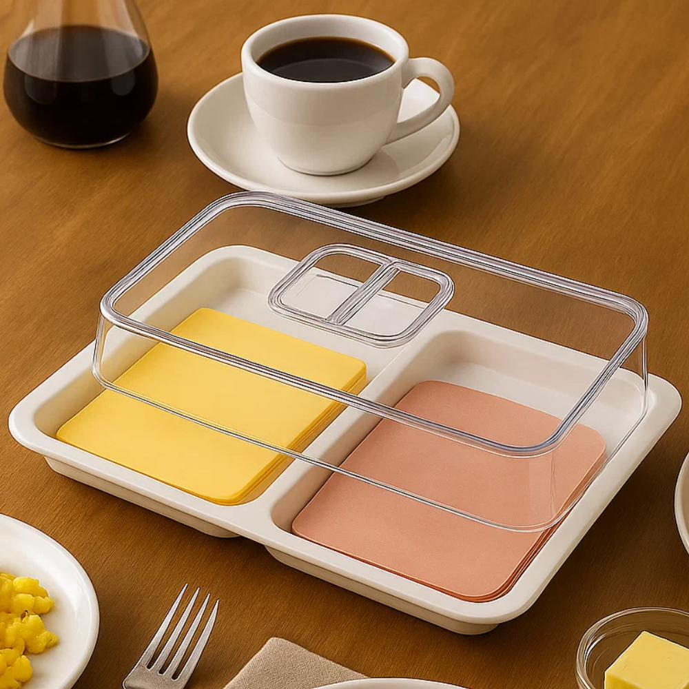 Porta Frios Duplo para Organização da Cozinha com Tampa