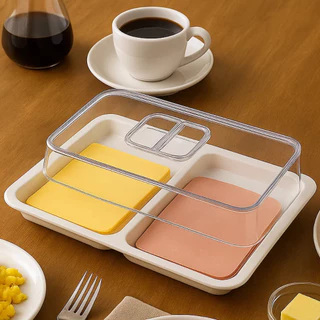 Porta Frios Duplo para Organização da Cozinha com Tampa