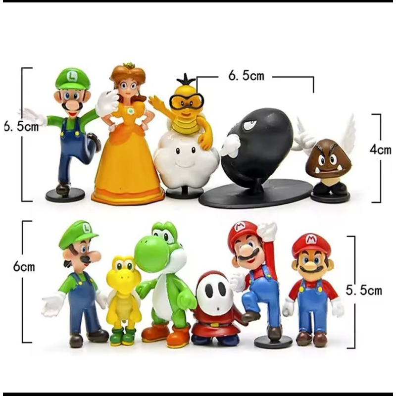 bonecos de ação em PVC Super Mario Bros. Luigi Yoshi Donkey Kong Cogumelo Presentes de aniversário para crianças em Oferta na Shopee