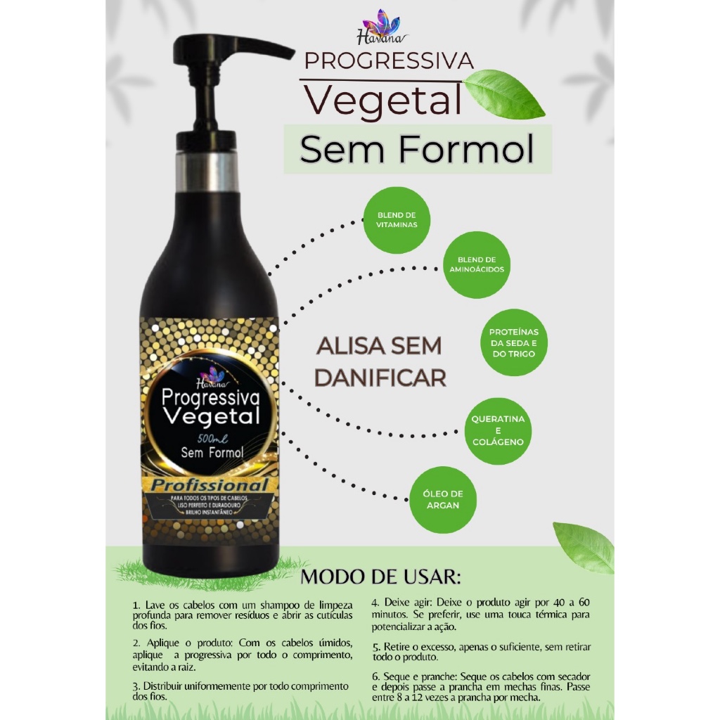 Progressiva vegetal havana 500ML , SEM FORMOL .