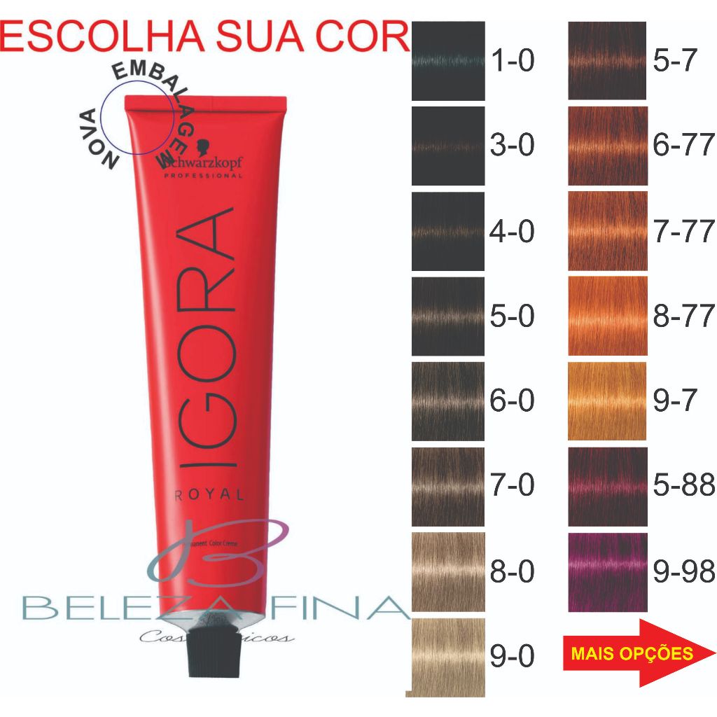 COLORAÇÃO PROFISSIONAL IGORA ROYAL SCHWARZKOPF PROFESSIONAL - ESCOLHA A ...
