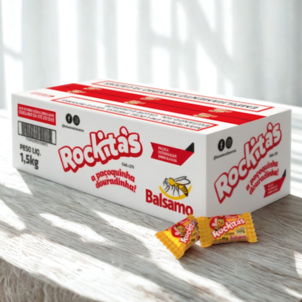 Paçoca Balsamo Rockitas 1,5kg | 100 Unidades Individuais de 15g ...