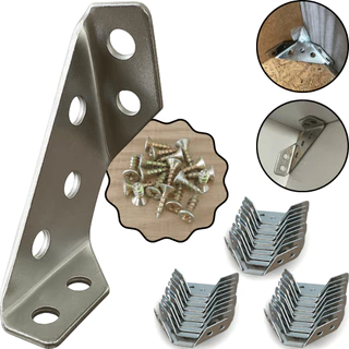 Kit 10 / 20 / 30 Conector Universal de Canto para Móveis Estrutura Fixa Suporte Com Parafuso