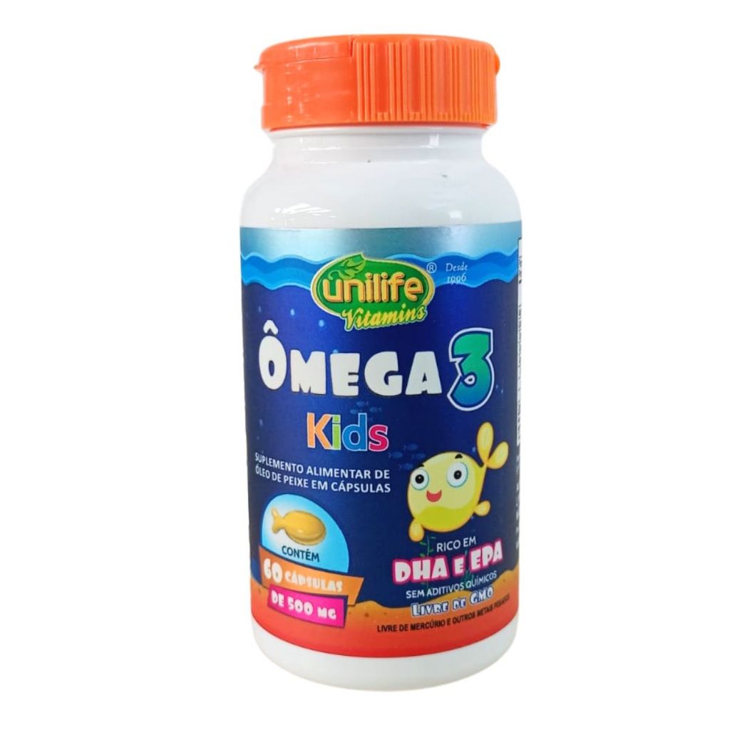 Ômega 3 Kids 60 Cápsulas 500mg DHA e EPA - Unilife Infantil Criança ...