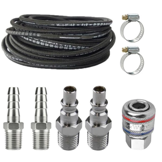Kit Mangueira Ar C/ Engate Rápido Compressor + Pinos Machos