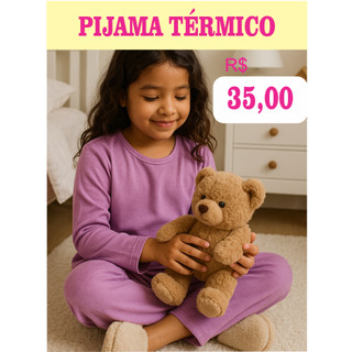 Pijama Infantil de Inverno Térmico Peluciado do Tamanho 2 ao 12 em Oferta na Shopee
