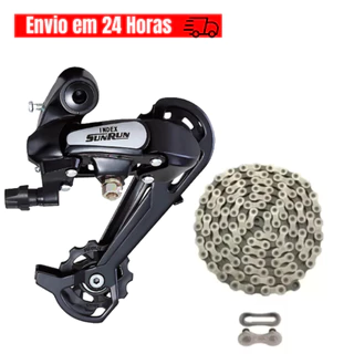 Câmbio Traseiro Sunrun 7v Bike 21 Marchas Index Mega Compatível C/Shimano Corrente Bicicleta Indexada 21v